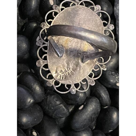 Mexico Sterling Silver Carved Green Onyx Aztec Mayan Face Ring🌵Size 6 - Picture 7 of 8